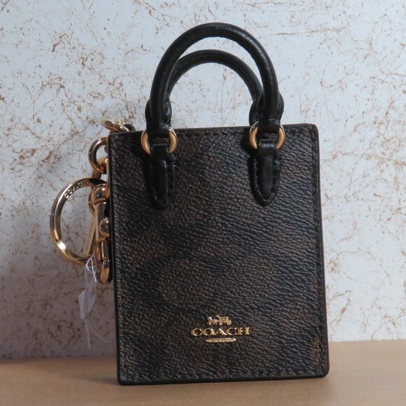Coach North South Mini Tote Bag Charm (Walnut) - Picture 1 of 4